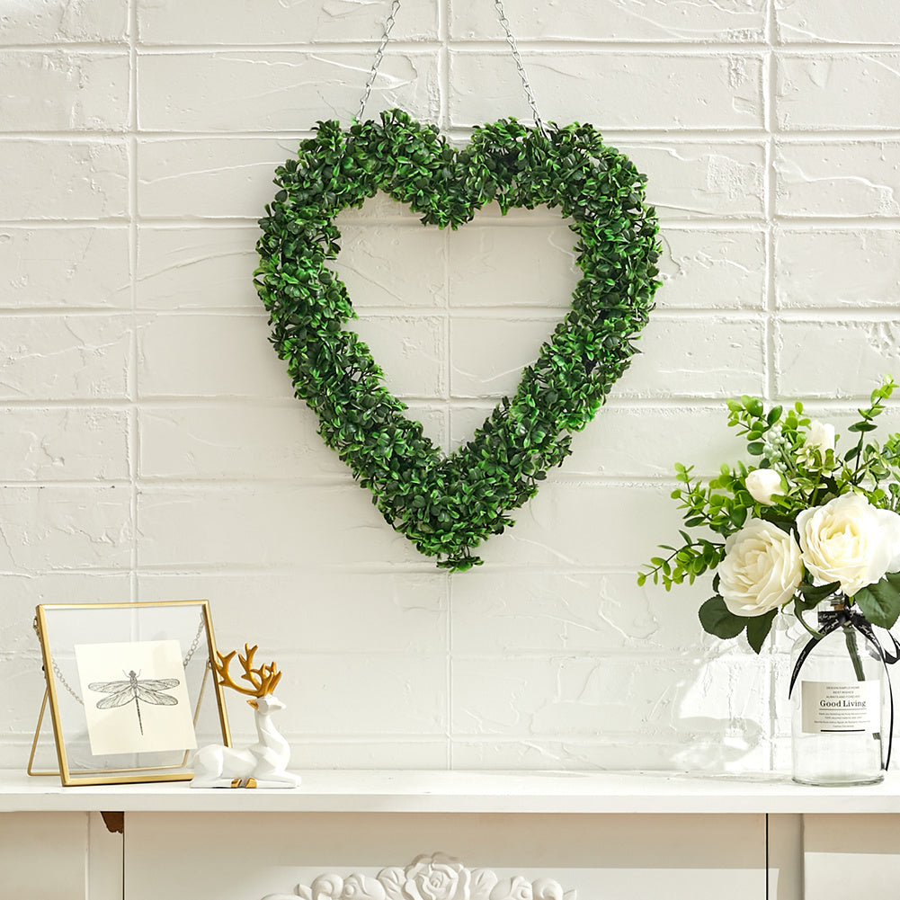 Green Artificial Topiary Boxwood Heart Design Wreath Garden Ornament