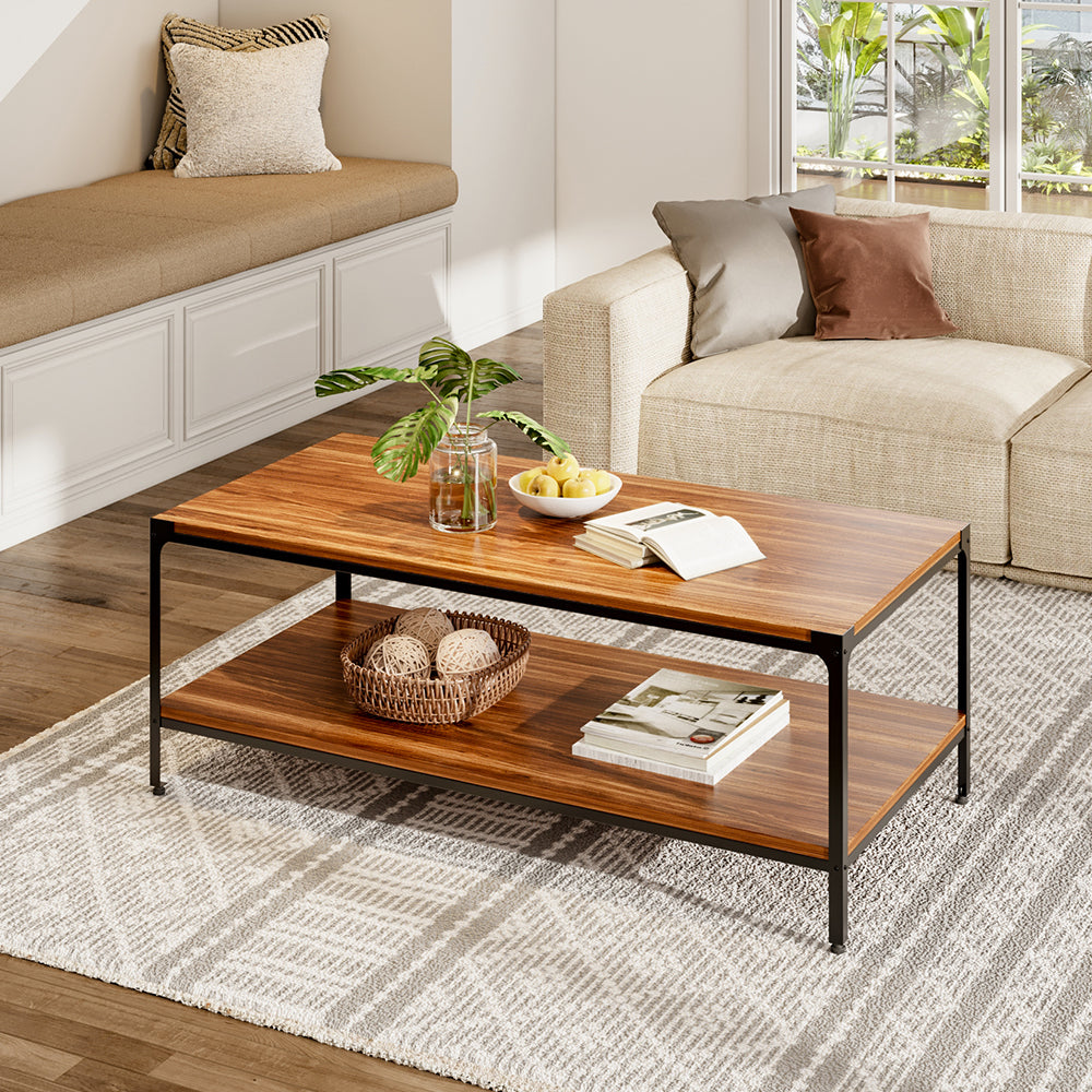 Rectangular 2 Tier Walnut Finish Coffee Table