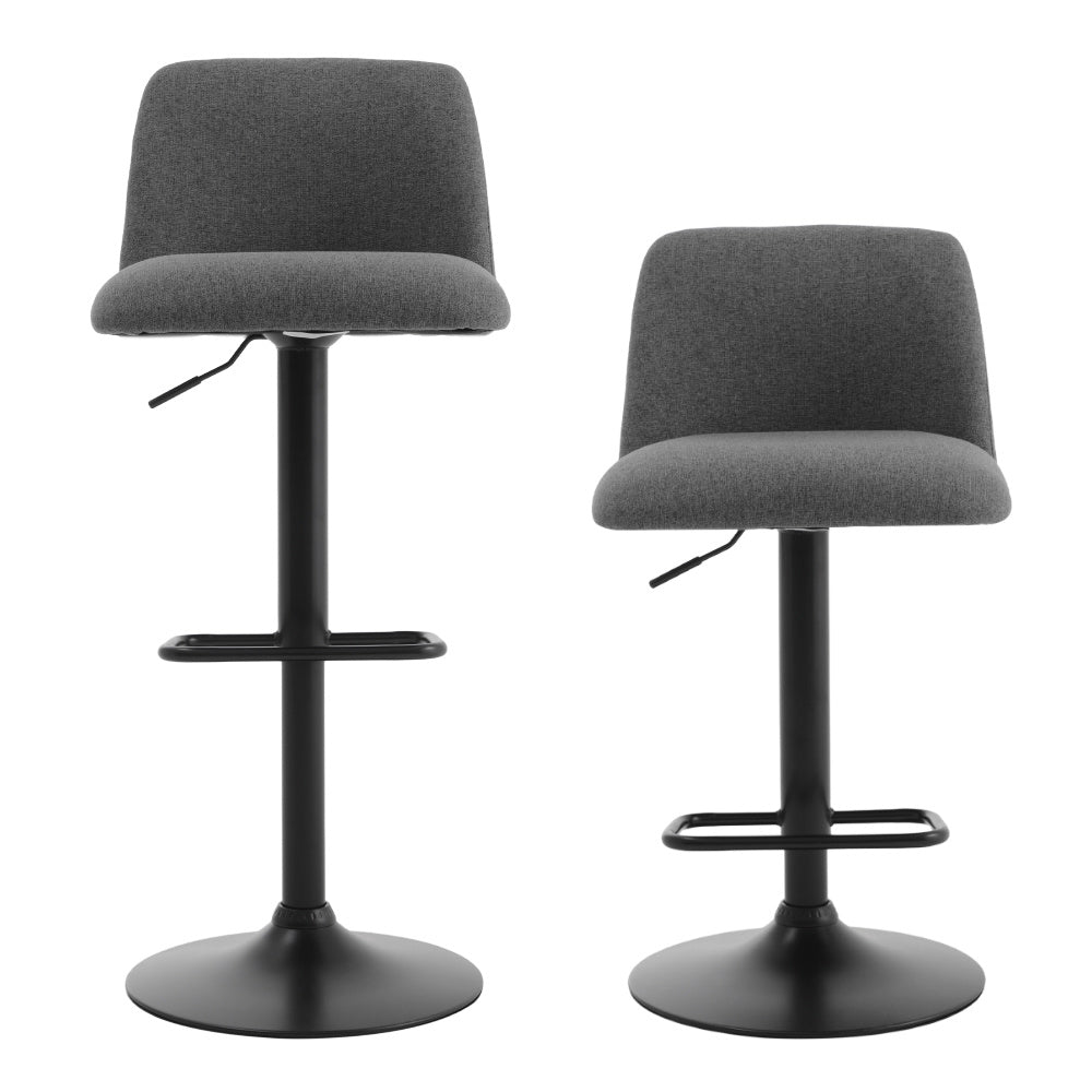 2 Set Linen Swivel Counter Bar Stools with Mid Backrest,Grey