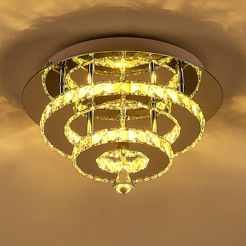 30W LED Ceiling Light Crystal Pendant Lamp, Dimmable with Remote