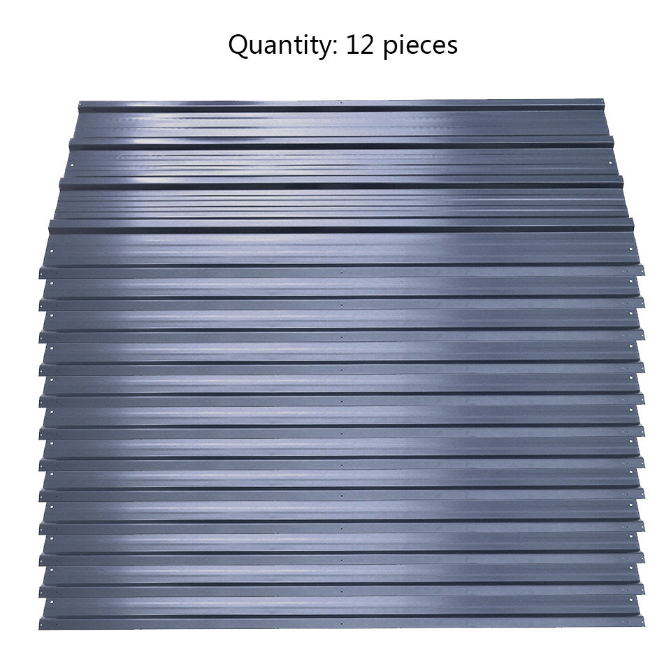 12pcs Metal Steel Corrugated Roof Sheets Roofing Cladding Garage, Black