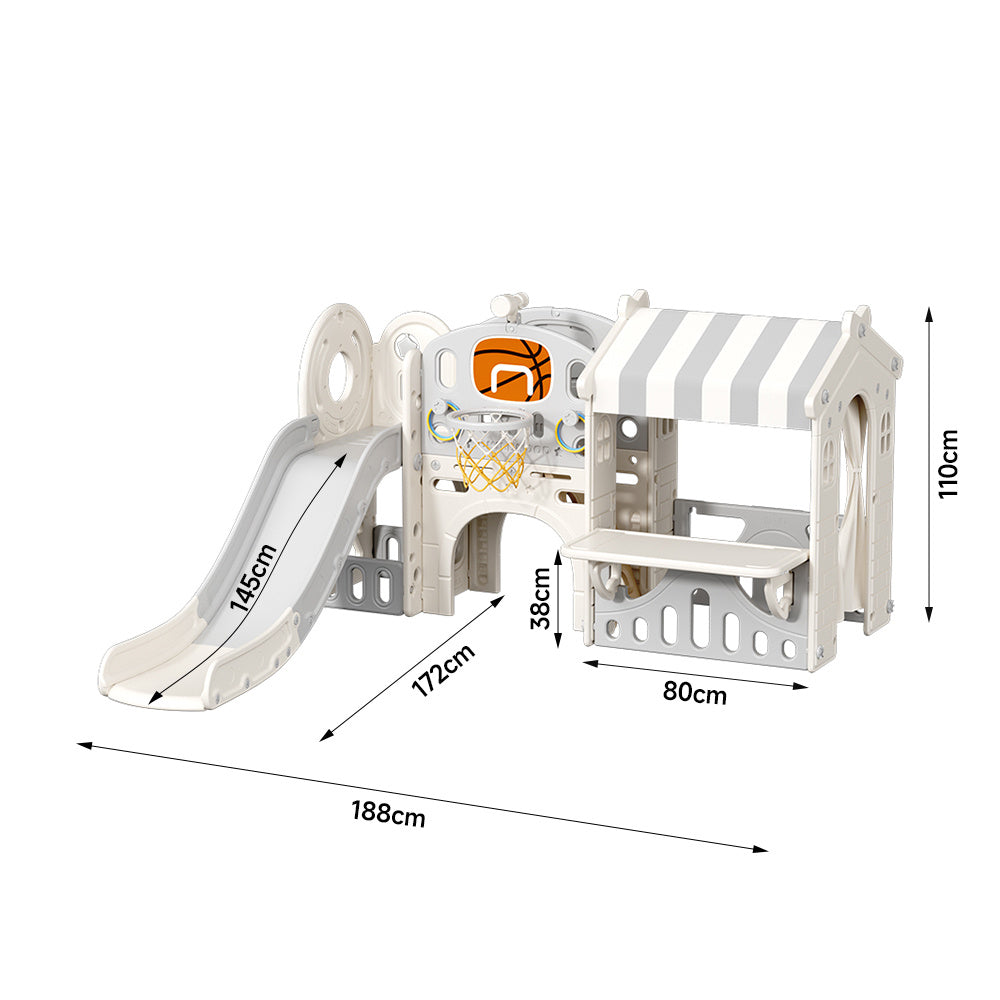 Grey Toddler Slide Climber Playhouse Combo For Outdoor Indoor Playground