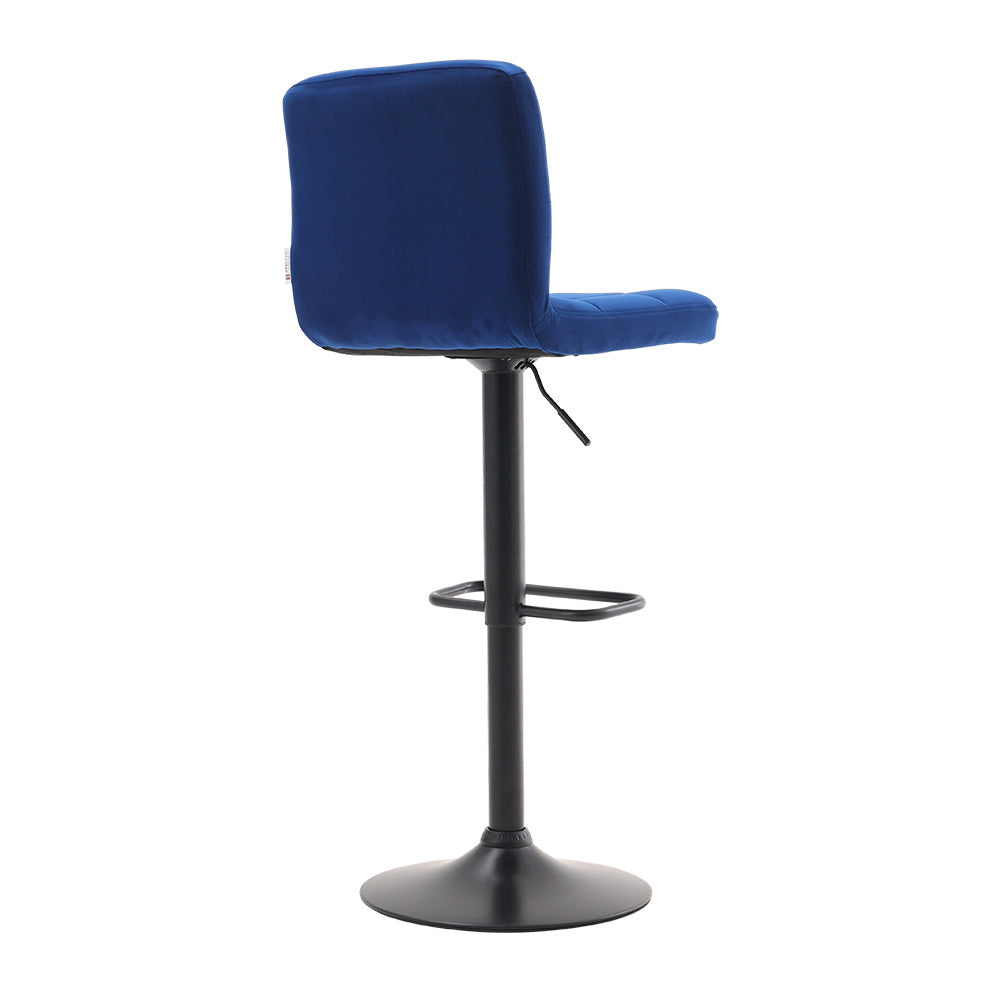 Blue 2 Pcs Velvet Upholstery Bar Stools High chairs Breakfast Dining stools with Low Backrest