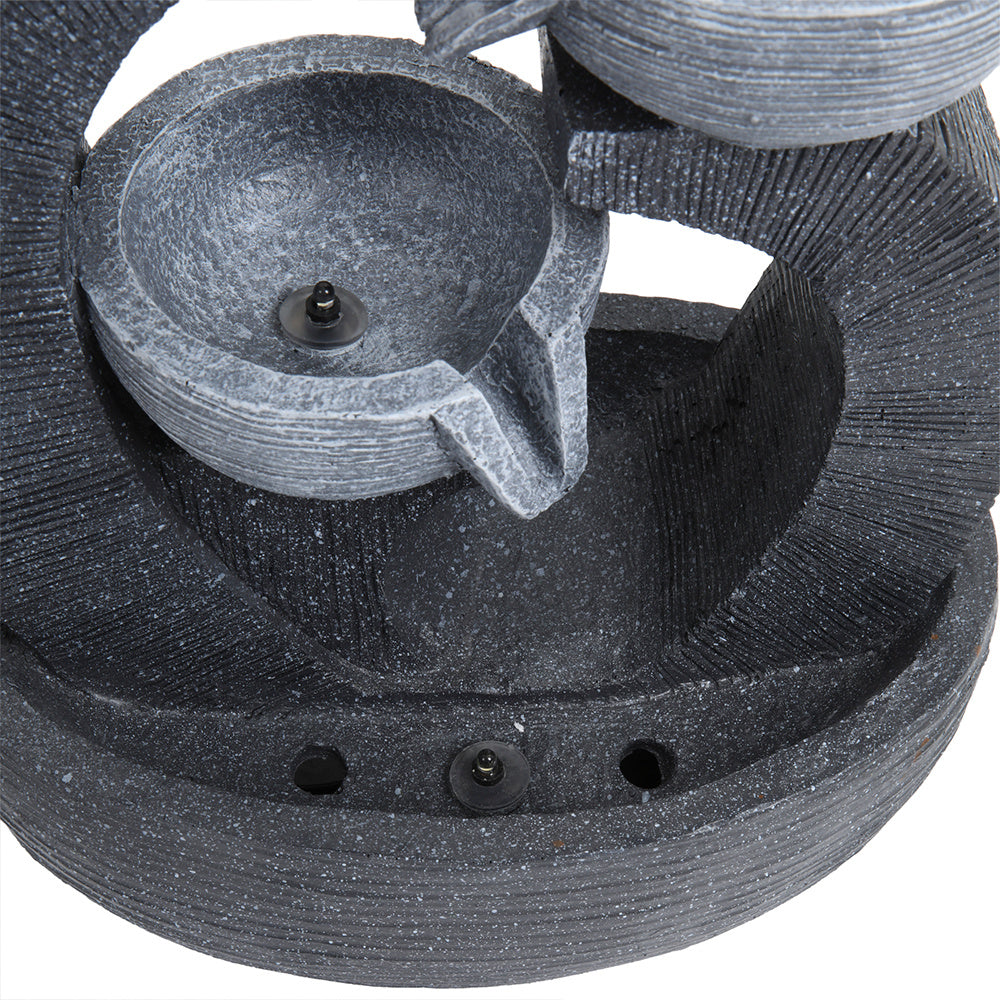 3 Tier Bowl Outdoor Solar Powered Water Fountain Decor with LED Light