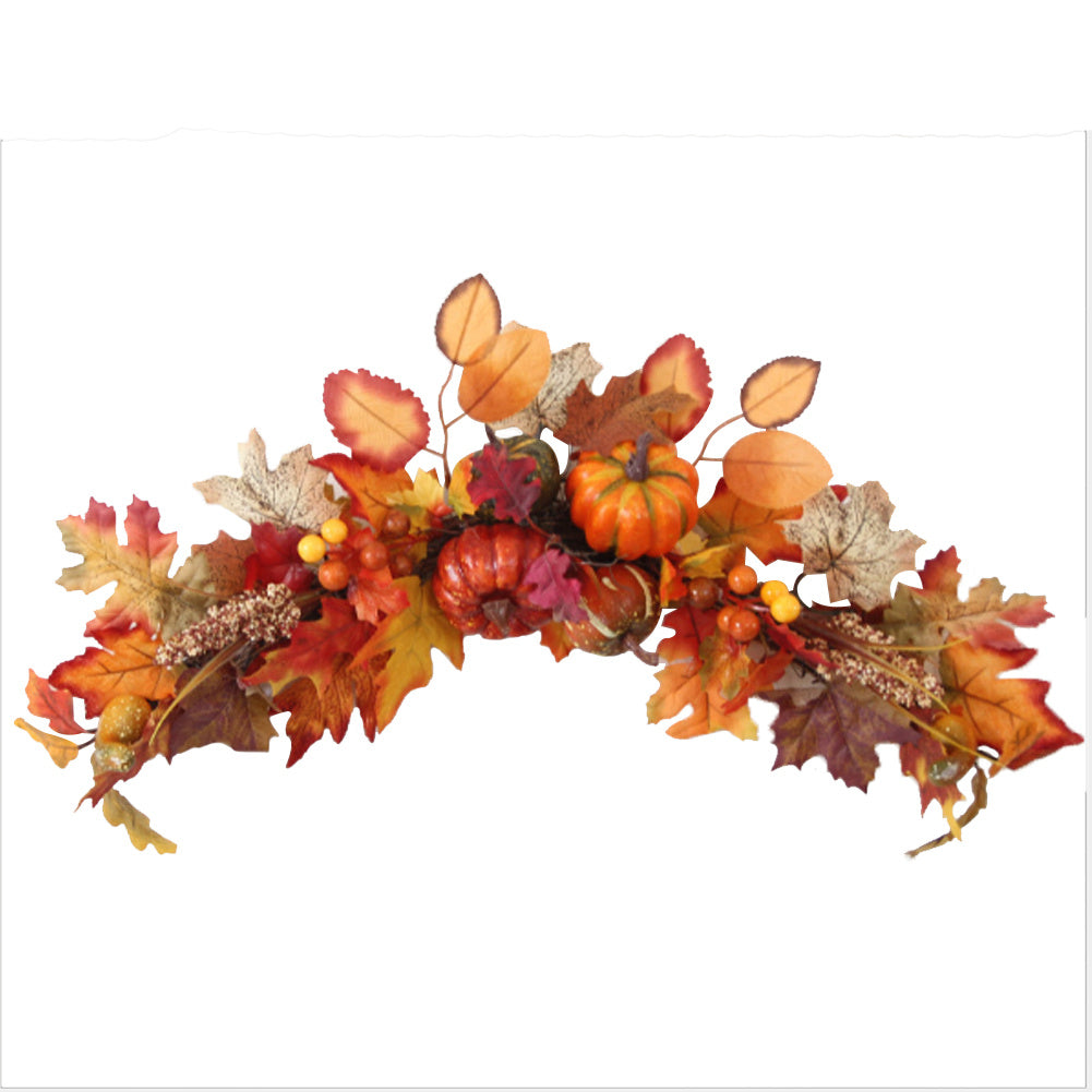 60CM Halloween Fall Maple Pumpkin Wreath