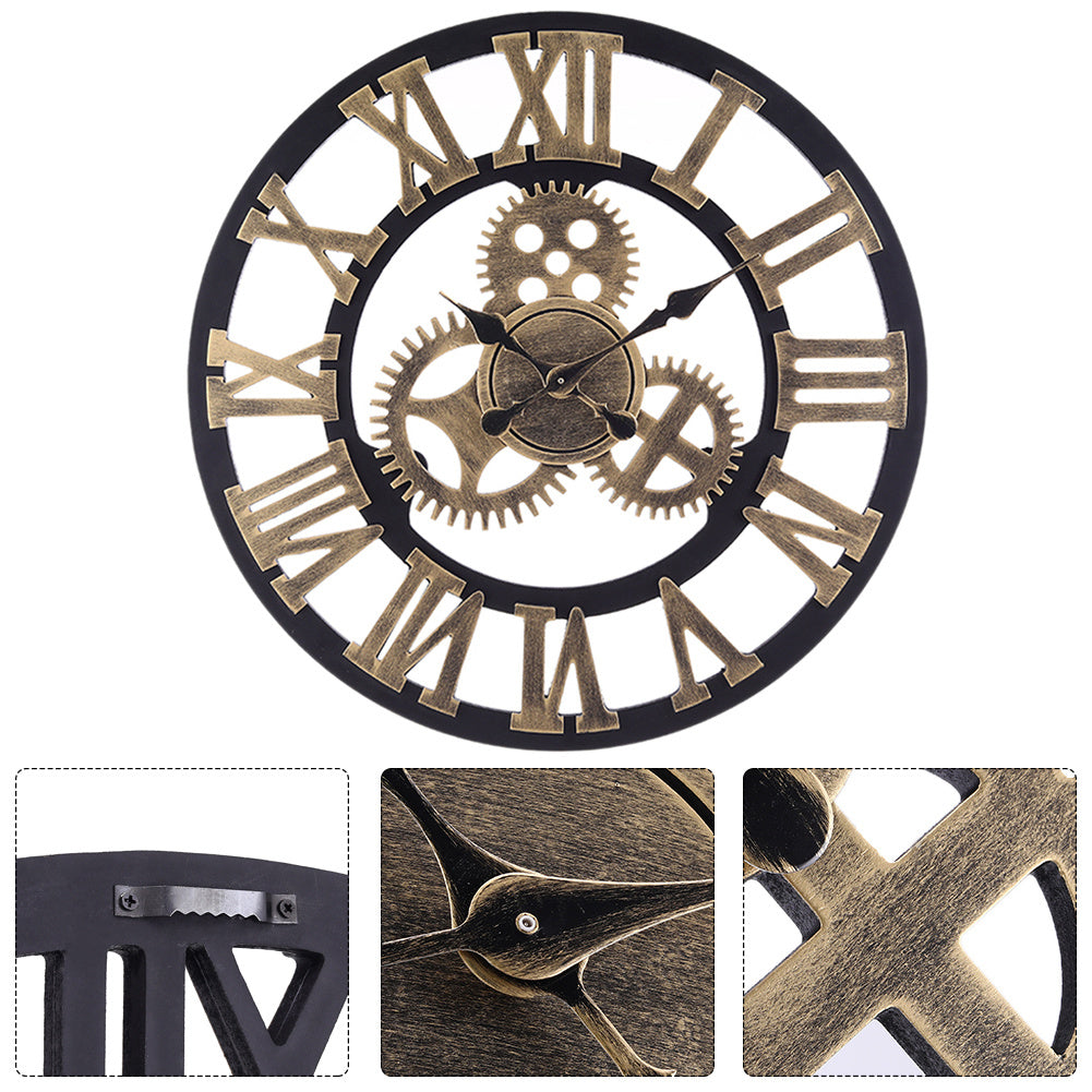 Gold 58cm Industrial Large Retro Silent Wall Clock