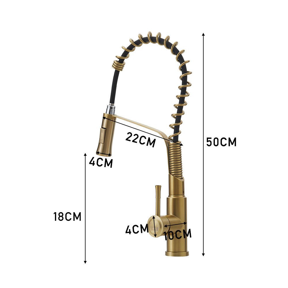 Brushed Gold Modern Single Lever Kitchen Pull Down Faucet