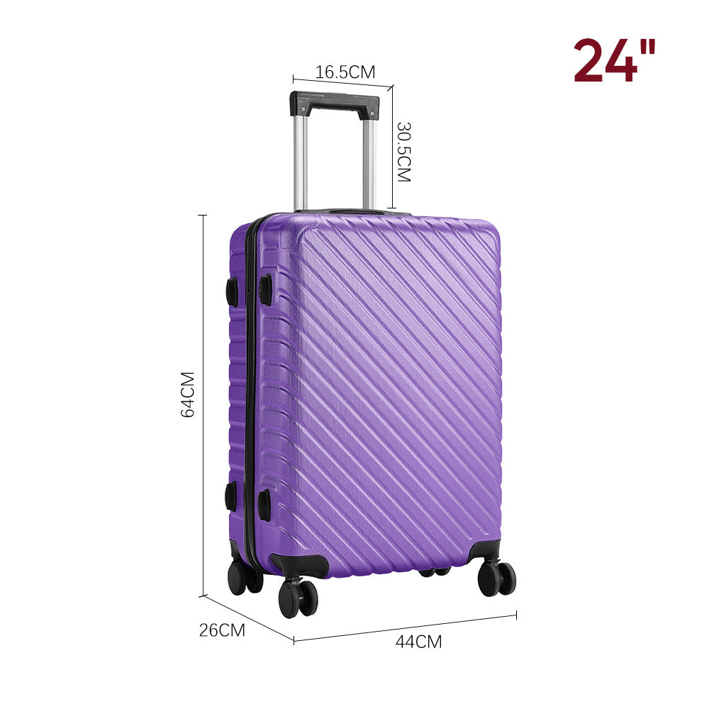Purple 24 inch Lightweight Hardside Travel Suitcase with Wheels