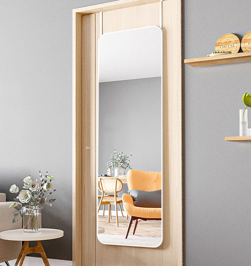 Full Length Mirror with Rounded Corners Door Hanging White