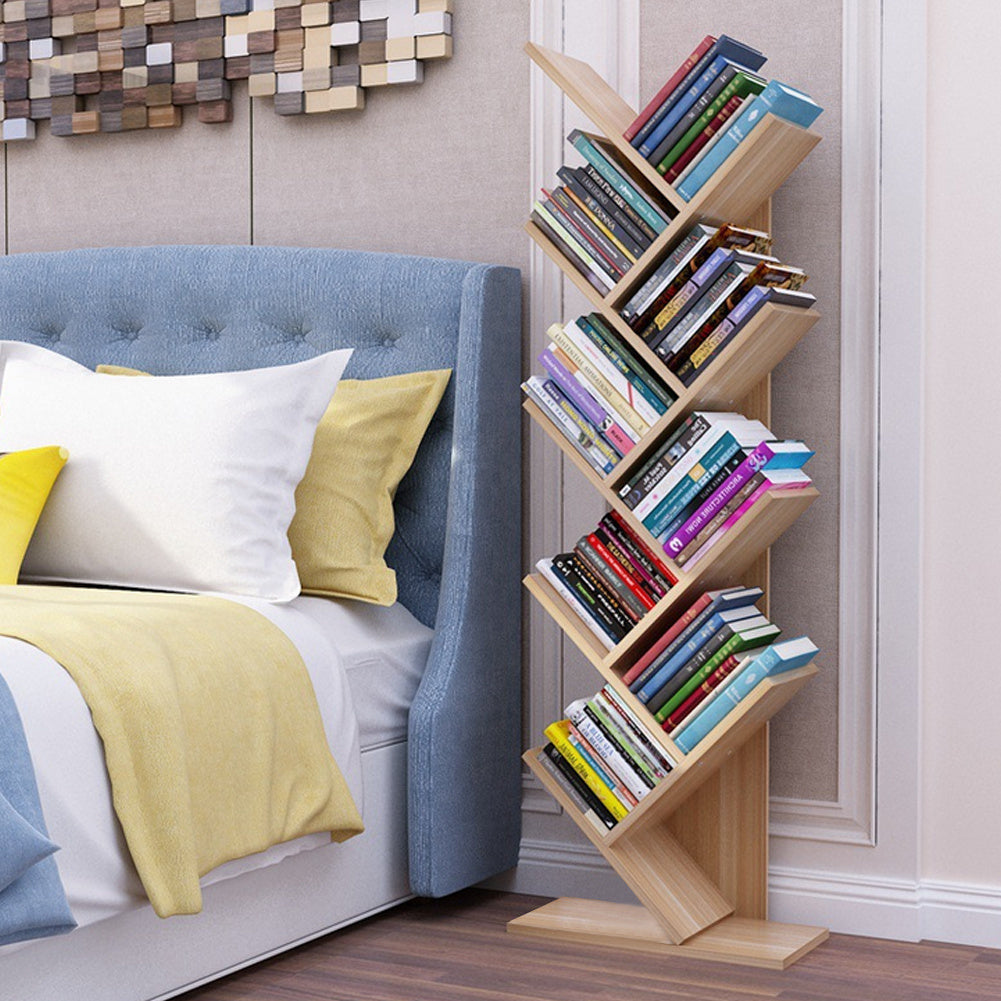 9 Layer Tree Shape Bookshelf Desktop Organizer, Natural