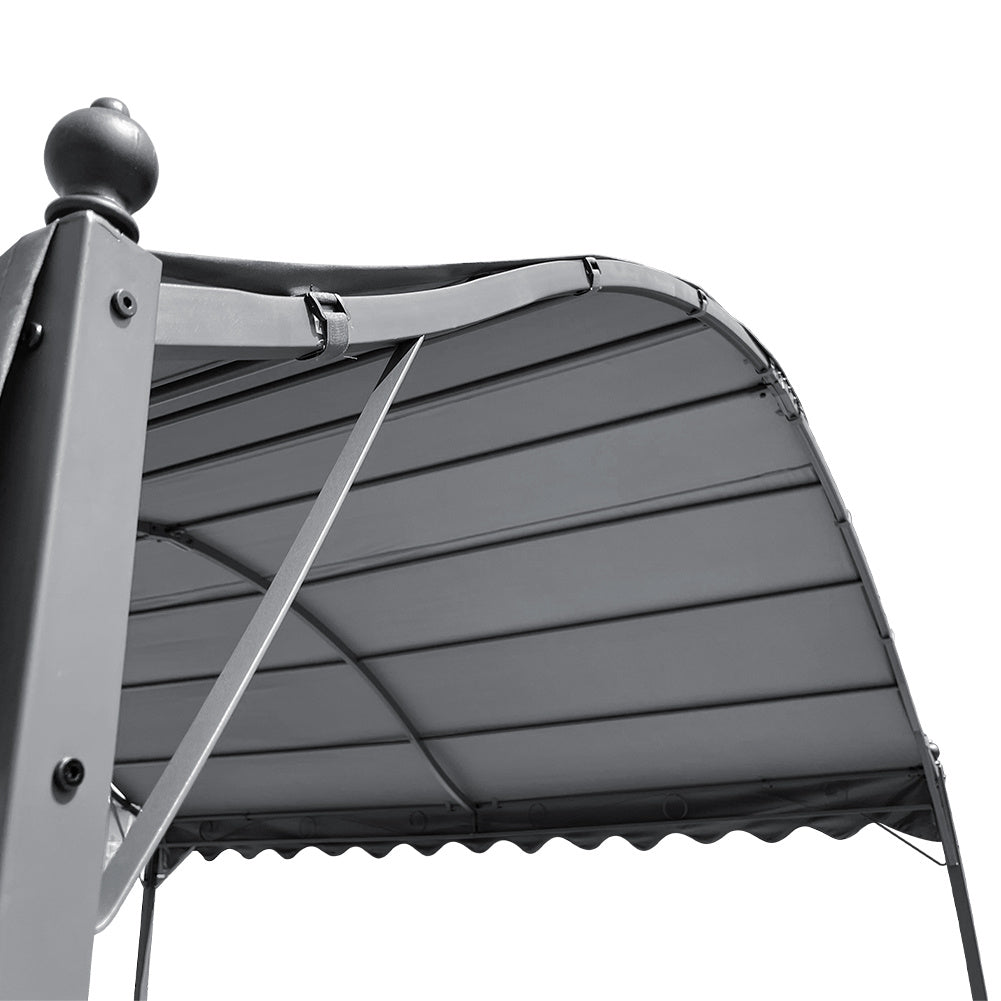 Outdoor Metal Arched Pergola with Shade,3x3x2.6m,Grey