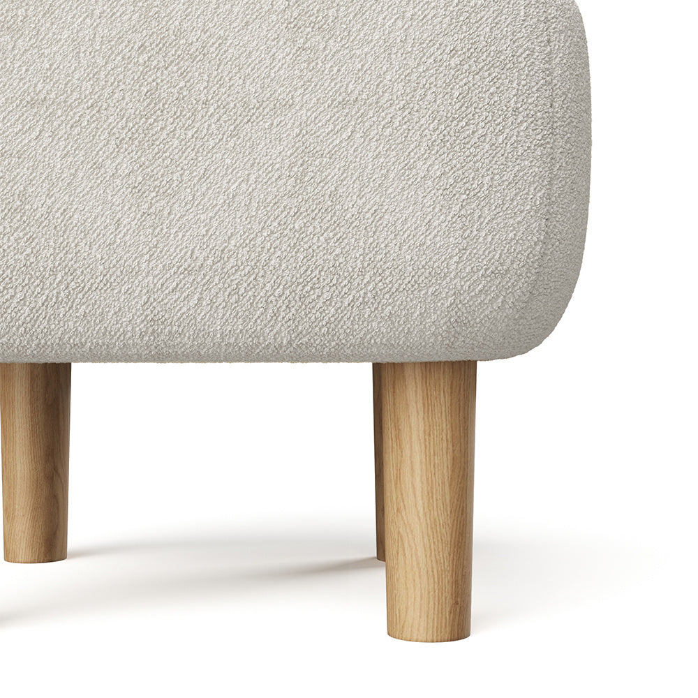 Beige Footstool Pouffe Stool with Wooden Legs