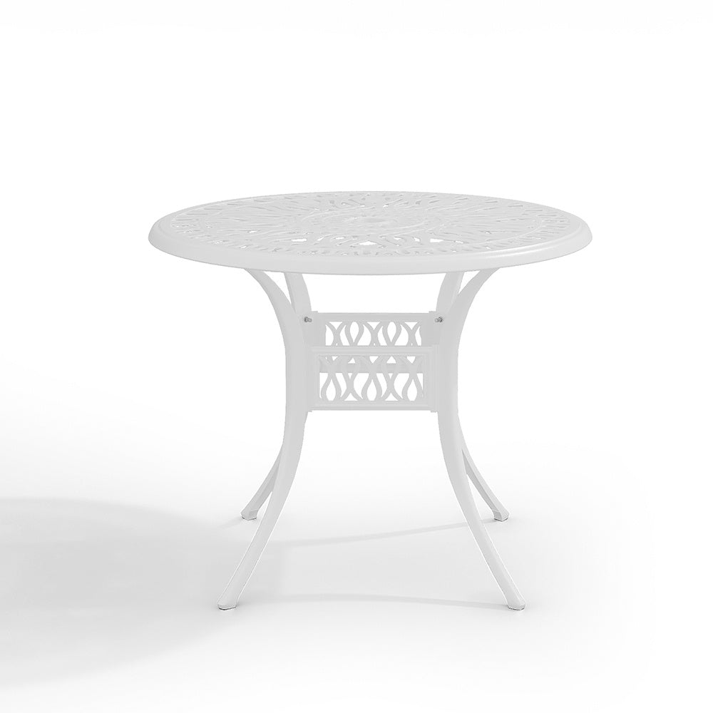 Outdoor Round White Cast Aluminum Garden Bistro Table