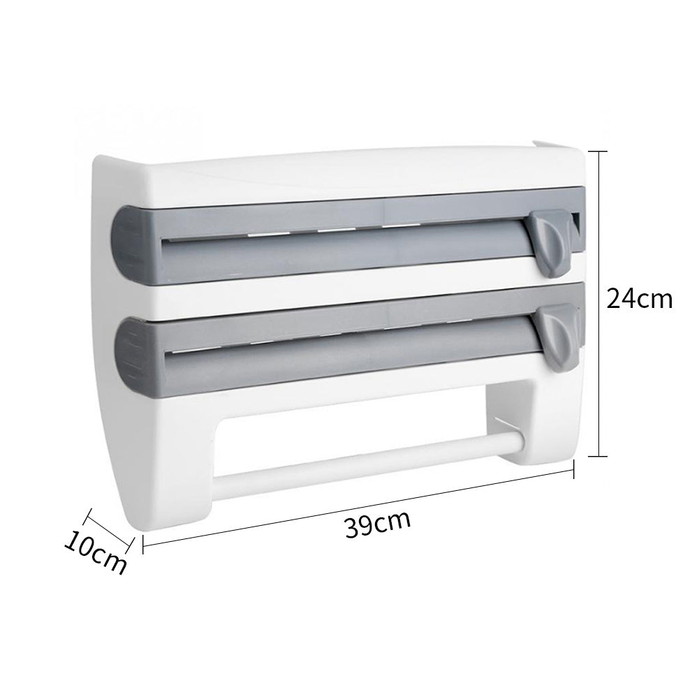 Wall Mounted Kitchen Cling Film Foil Roll Holder Dispenser Towel Tissue Rack