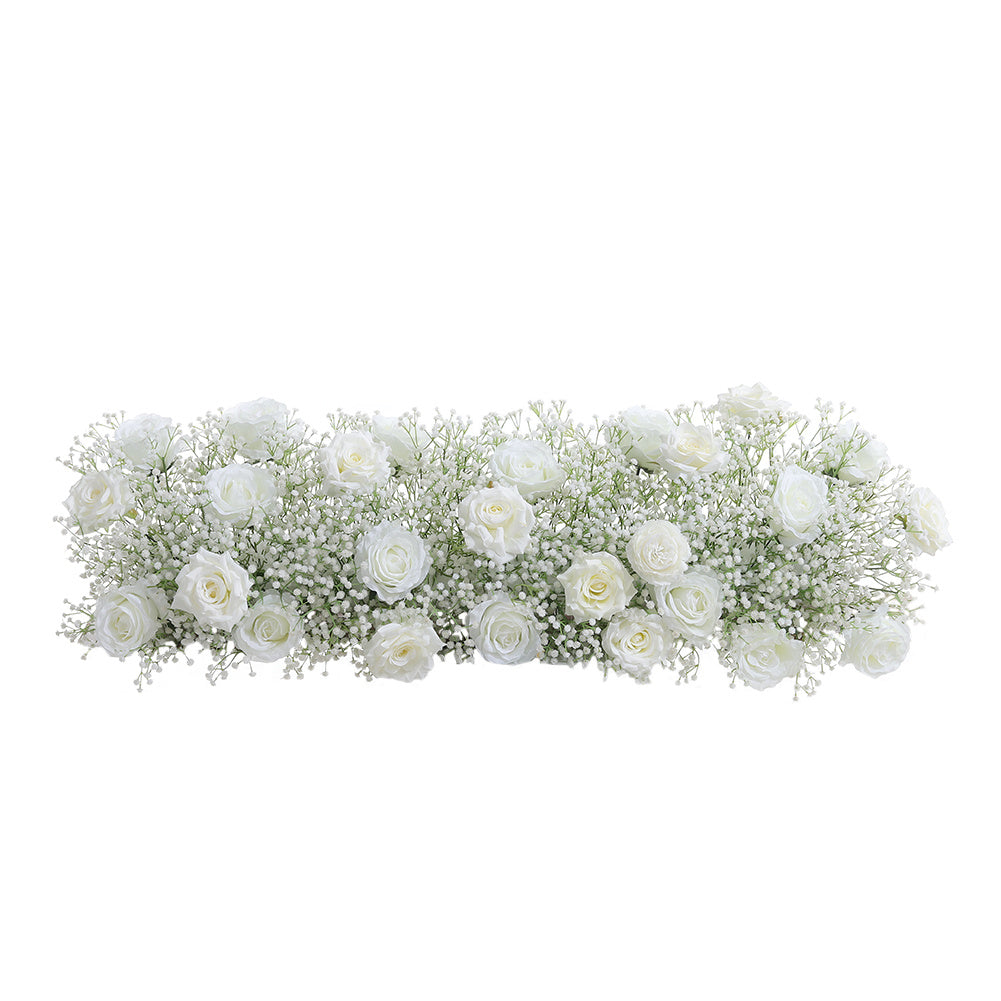 Artificial White Rose Flowers Row for Wedding Arch Table Centerpieces
