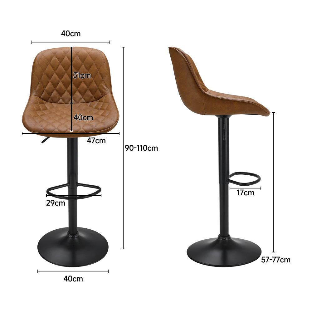 Set of 2 PU Leather Counter Swivel Height Bar Stools for Pub Dining Room