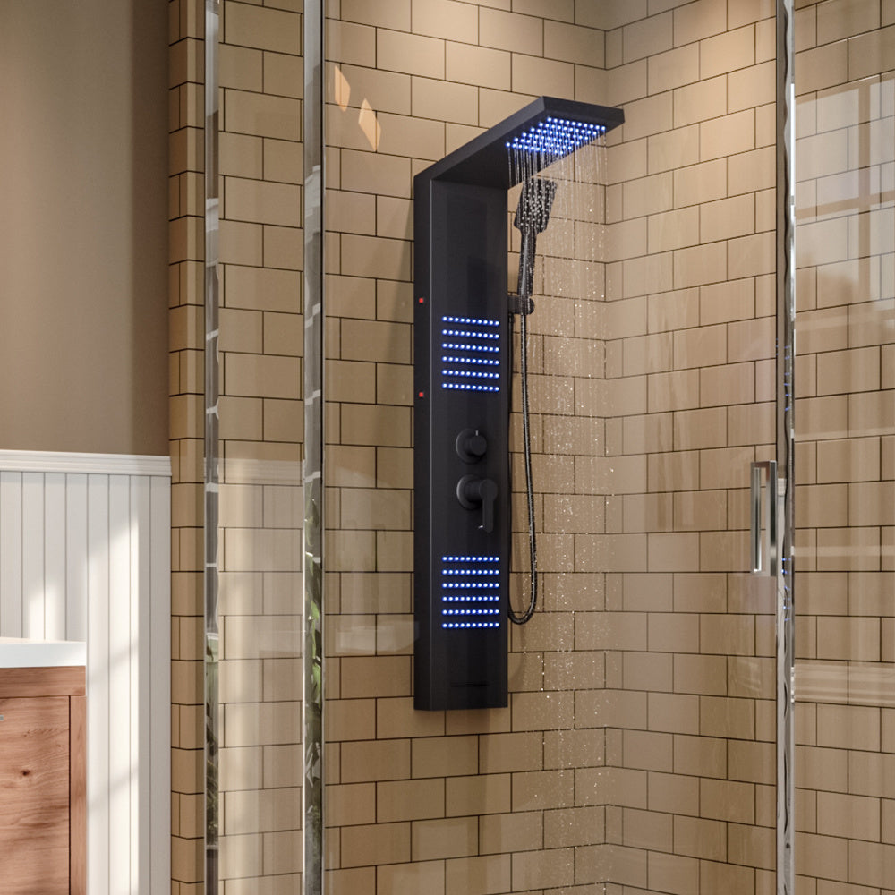 Wall Mount Thermostatic Mixer Shower Panel with LED Lights