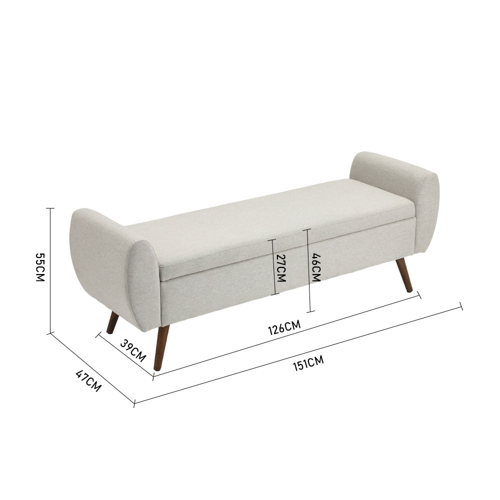 Linen Upholstered Storage Bench,Beige