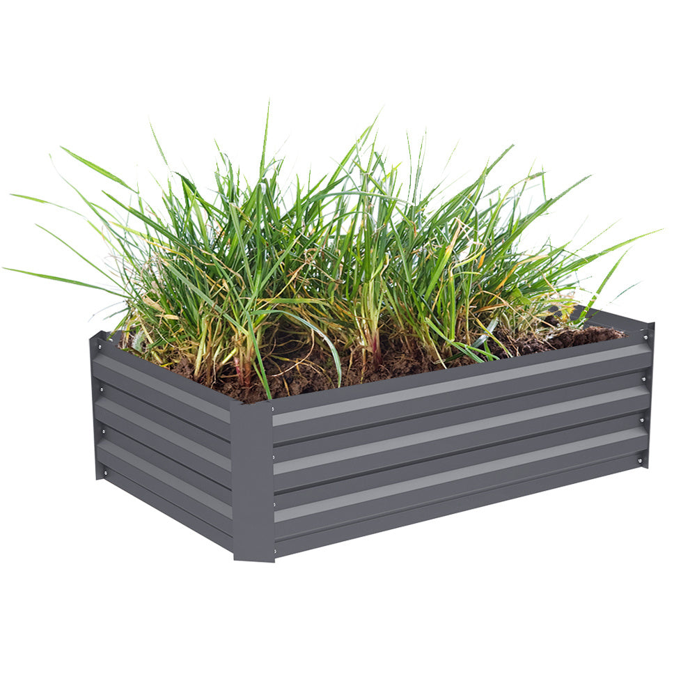 Grey 100cm W Galvanized Steel Raised Garden Bed Planter Box