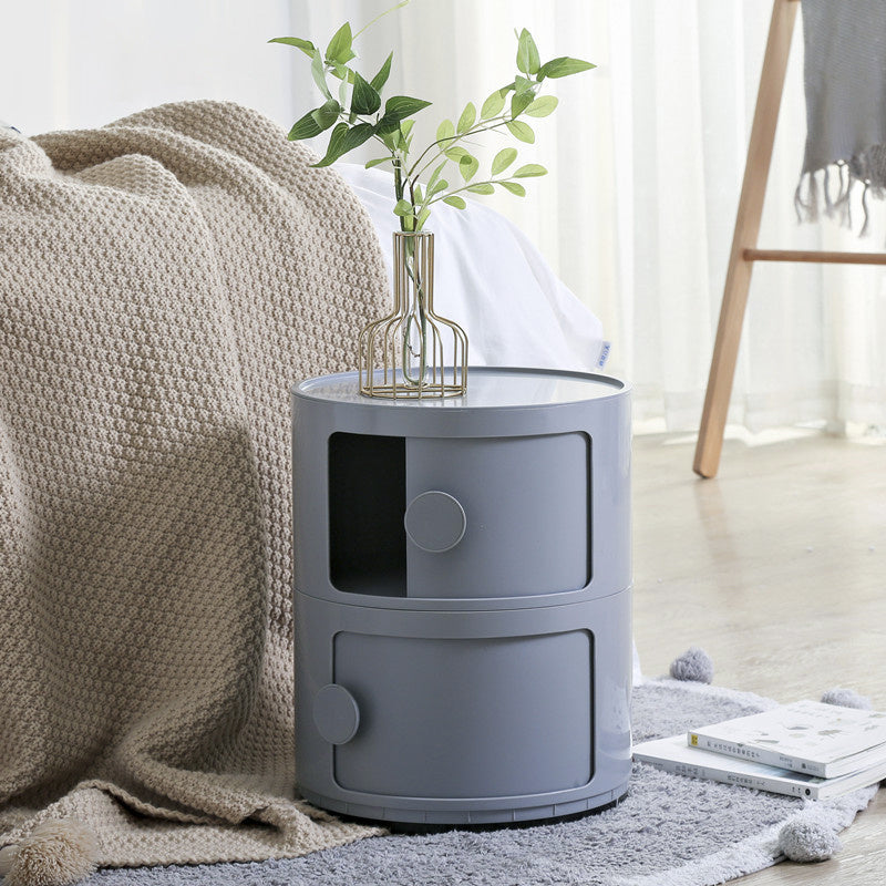 Grey 40cm Round 2 tiered Drawer Storage Unit Organizer