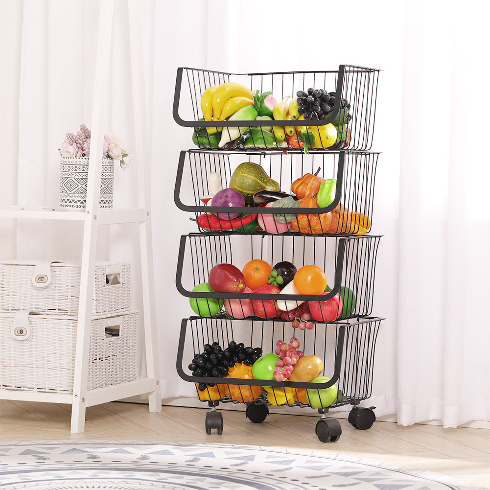 4 Tier Iron Wire Fruit Vegetable Basket Storage Unit