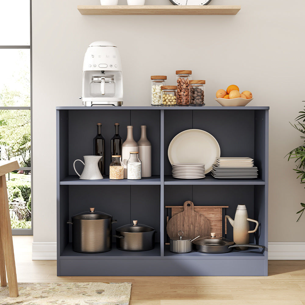 Grey Sideboard Cabinet with Open Shelves