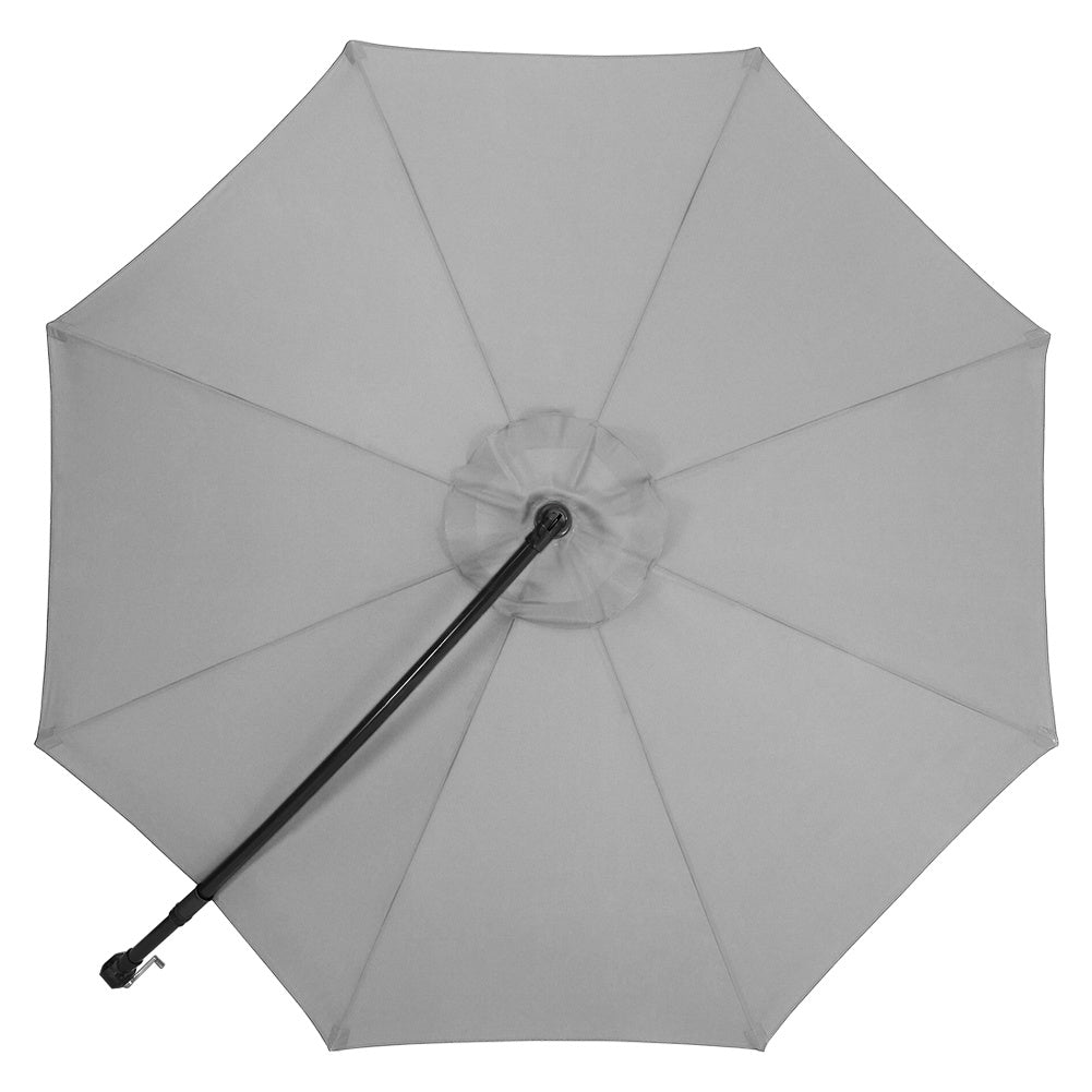Garden 3M Light Grey Banana Parasol Cantilever Hanging Sun Shade Umbrella Shelter with Square Base