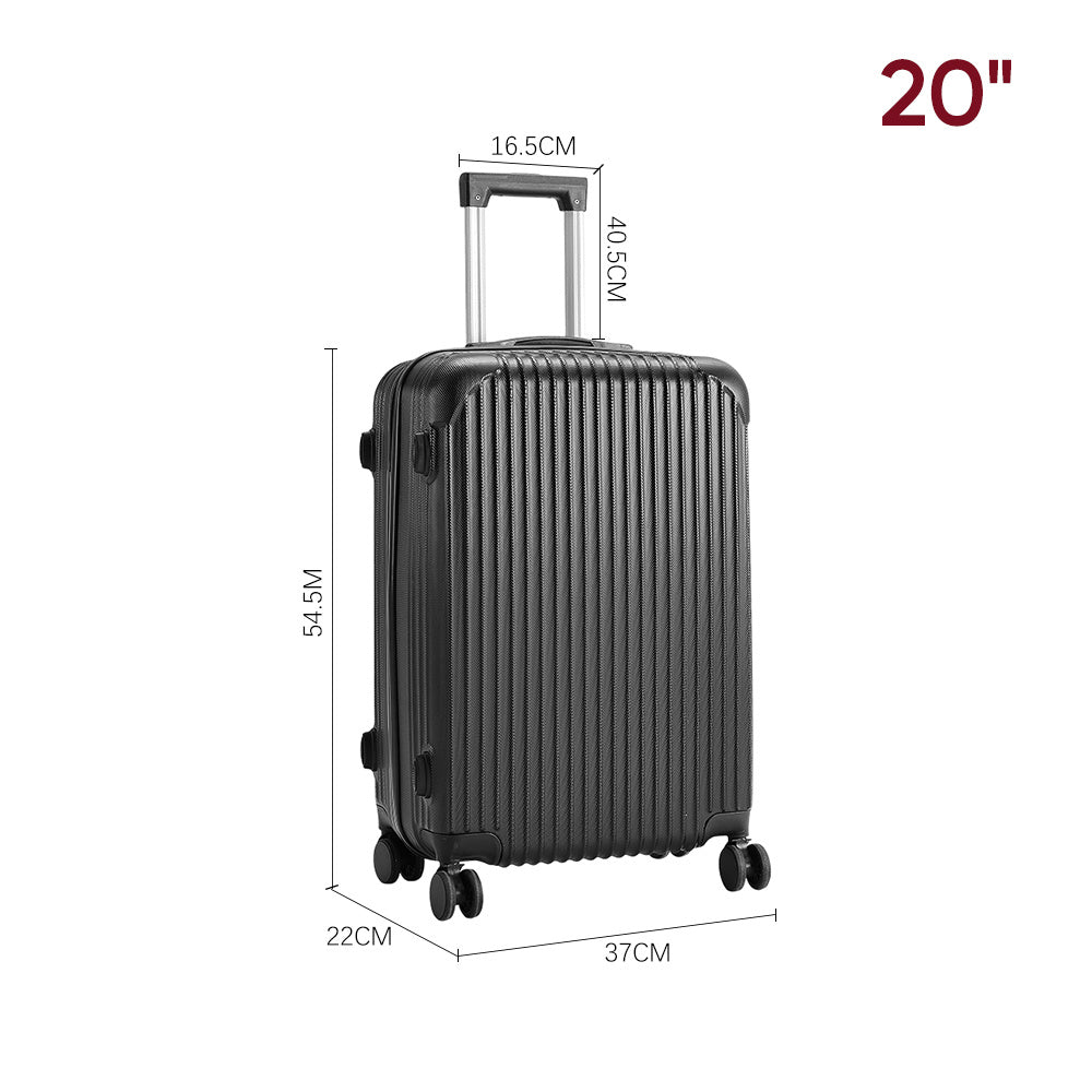 Black 20 inch Hardshell Spinner Wheel Luggage Travel Suitcase