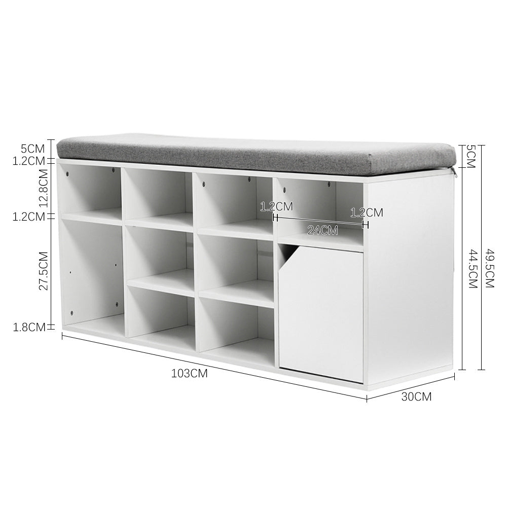 White Padded Shoe Storage Bench