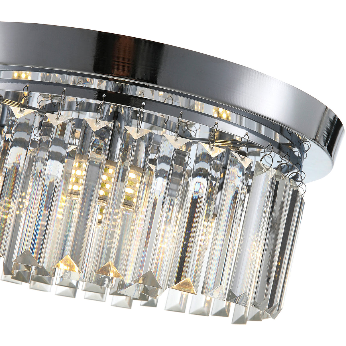 Round 40x15cm Chrome Modern Crystal LED Ceiling Light