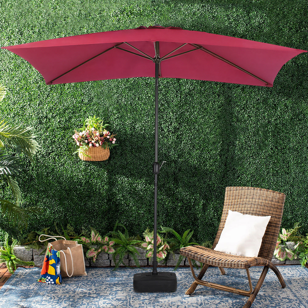 250 cm H Outdoor Waterproof Rectangular Parasol, with Plastic Base