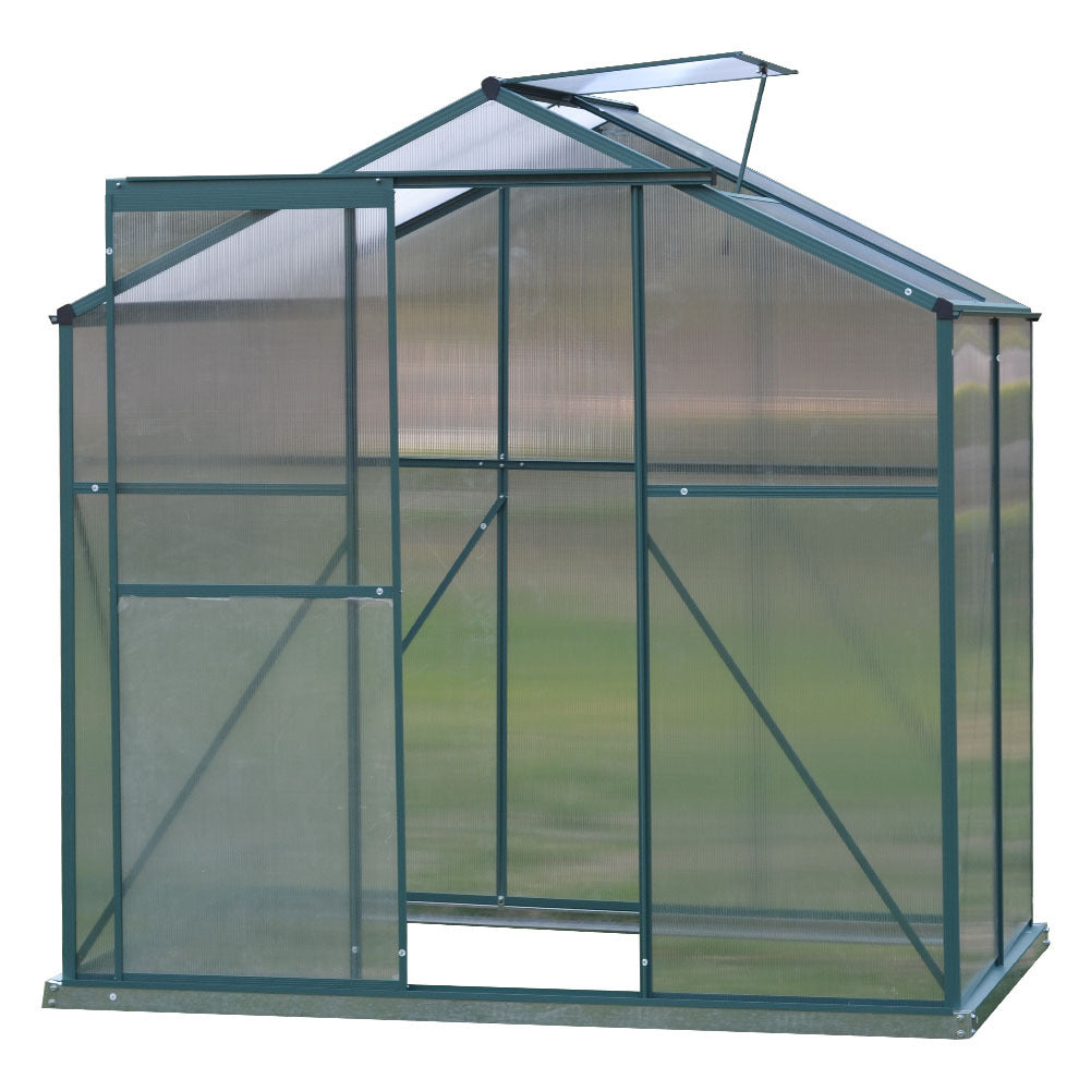 4ft x 6ft Garden Greenhouse Aluminium Polycarbonate Green Plant Housing Without Base