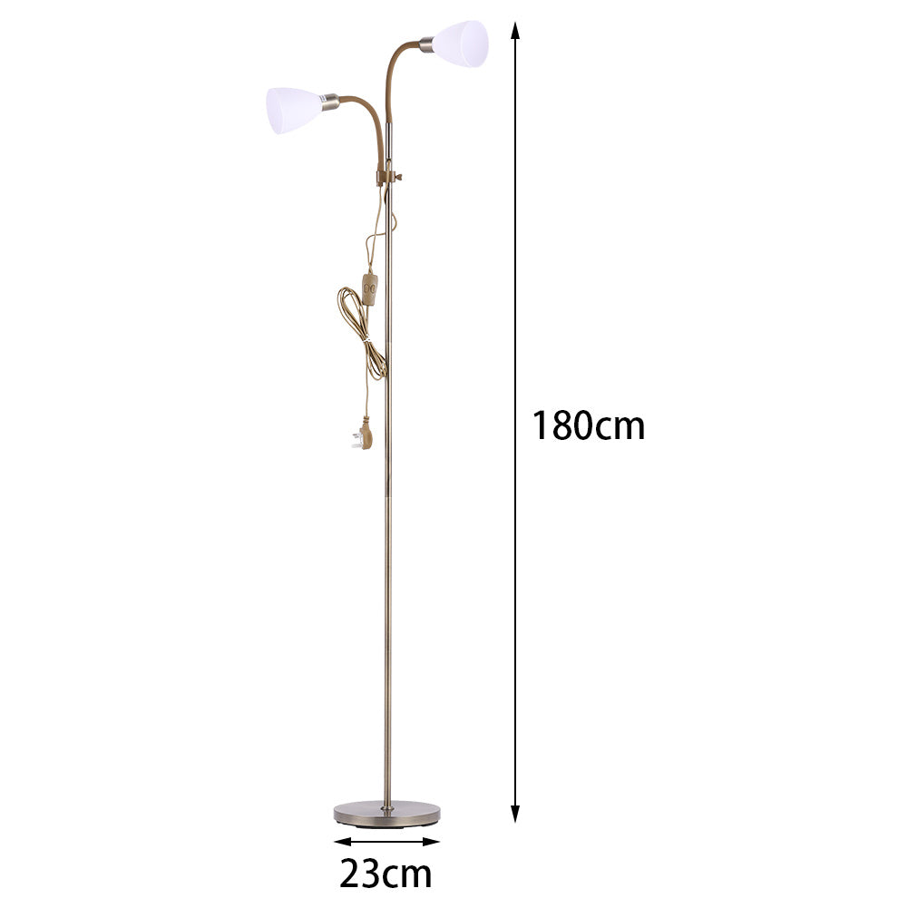 Adjustable Standing Double Headed Floor Lamp, Bronze