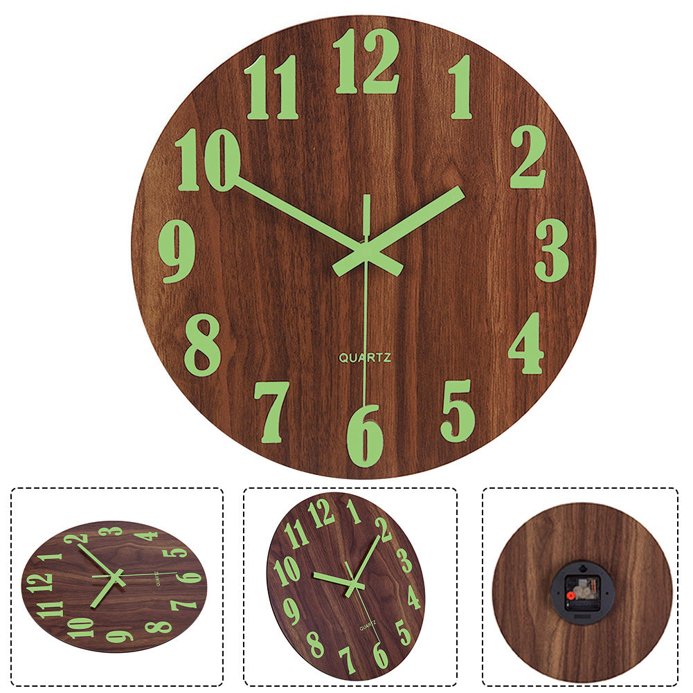 30CM Luminous Wall Clock Glow In The Dark Silent Quartz