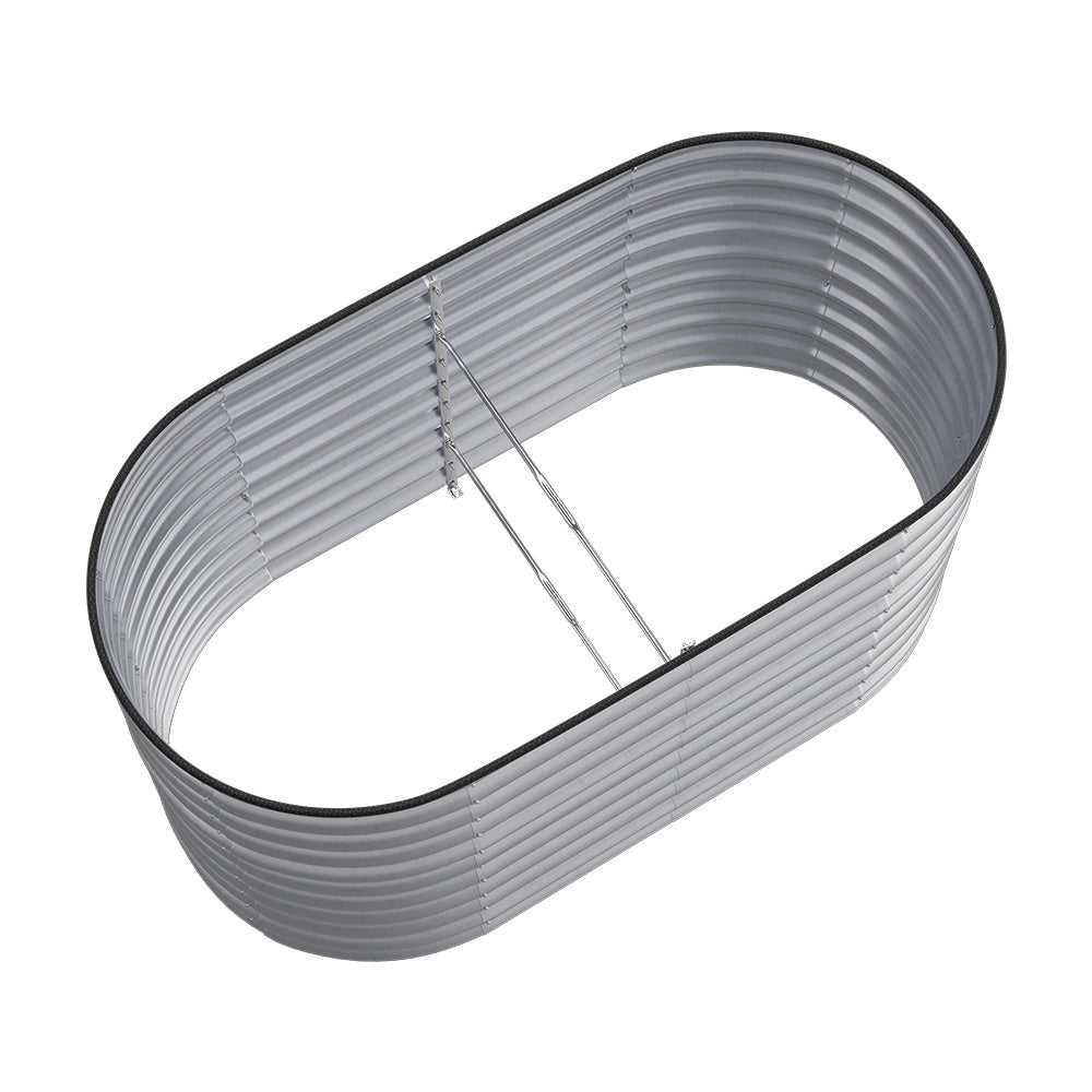 160cm Silver Oval Shaped Galvanized Steel Raised Garden Bed
