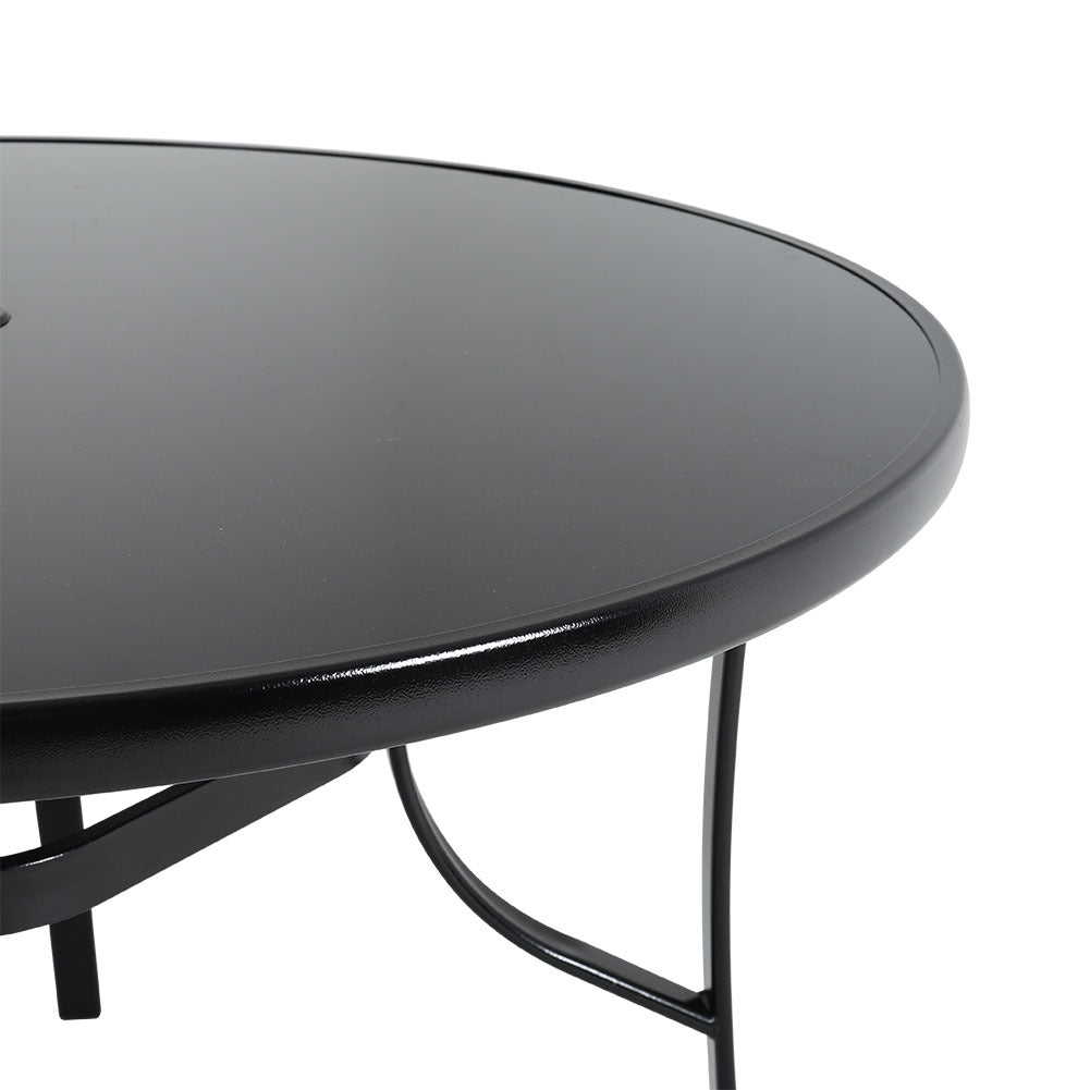 Set of 5 Garden 105CM Patio Glass Umbrella Round Table and Folding Chairs Set