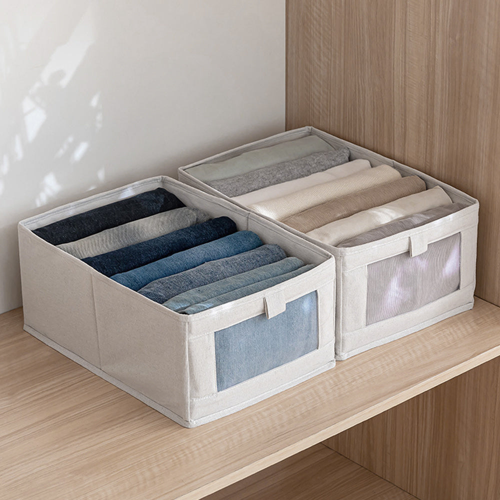 Foldable Wardrobe Storage Box with Handles and Mesh Window