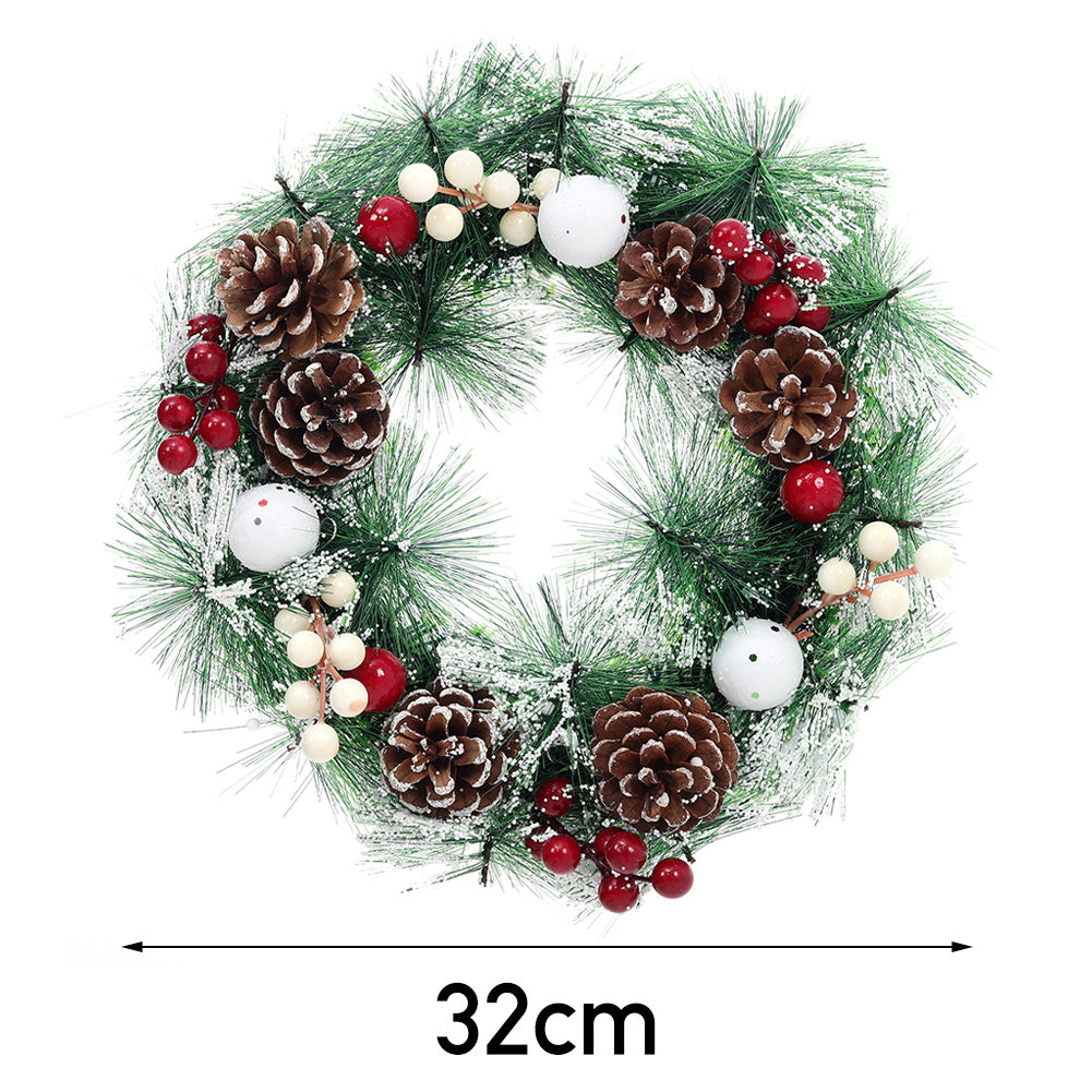 32cm Snowflake Pine Cone Christmas Artificial Wreath