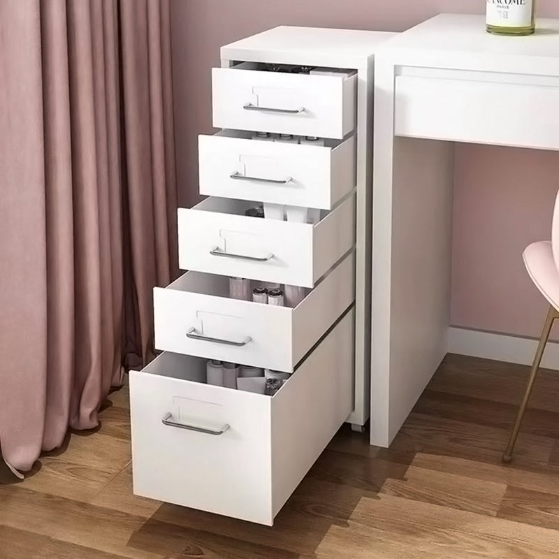 Office Rolling File Cabinet with 5 Drawers Shelf and Wheels White