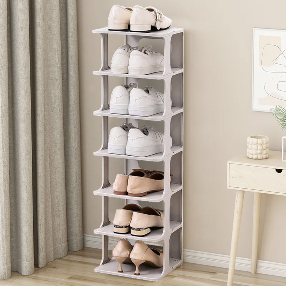 6 Tier Off White Plastic Shoe Rack