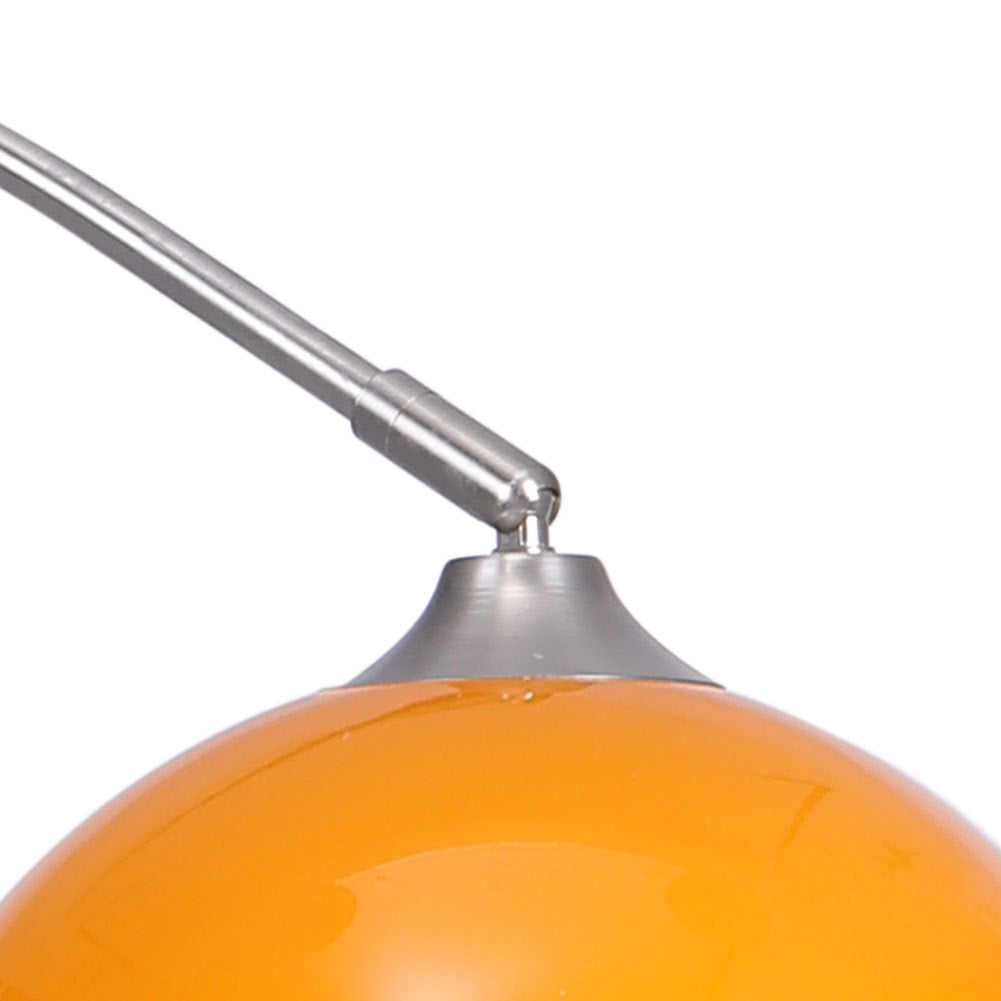Arched Floor Lamp Tall Curved Design with Marble Base Orange Lampshade 130 to 180CM