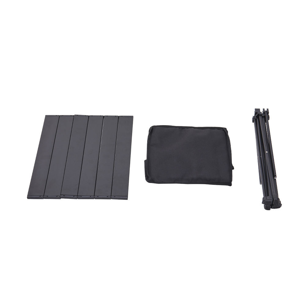 68x45CM Aluminum Portable Roll Top Camp Table with Storage Basket