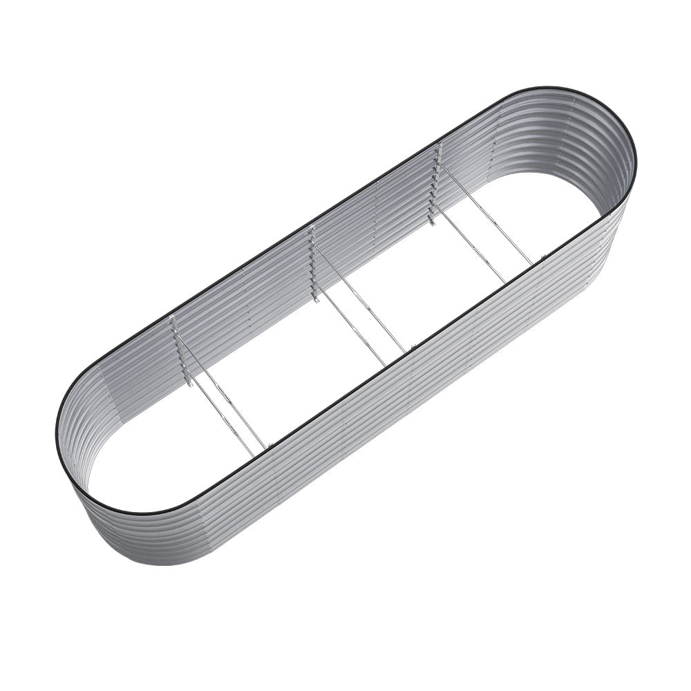 320cm Silver Oval Shaped Galvanized Steel Raised Garden Bed