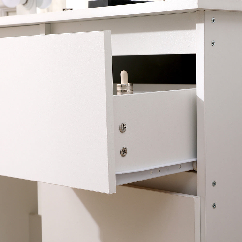 White Hollywood Dressing Table with Large Lighted Mirror