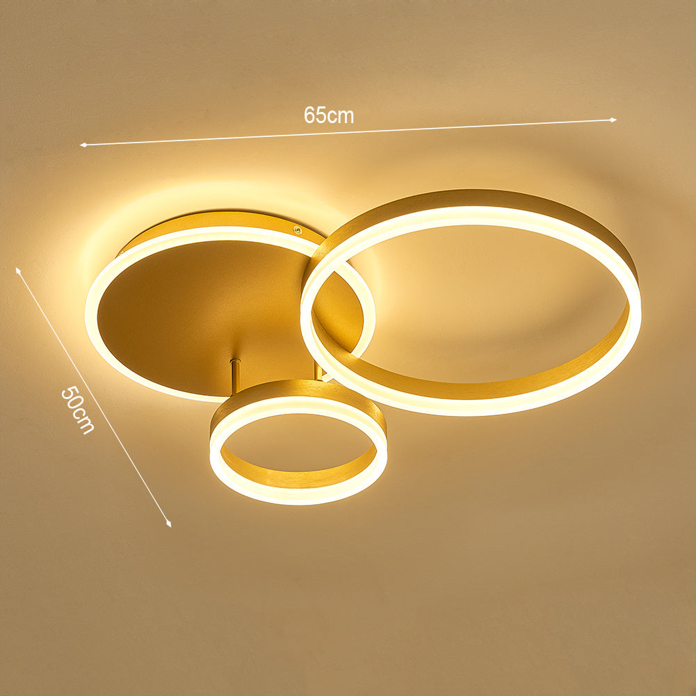 Modern Round LED Ceiling Light 3 Circle Dimmable