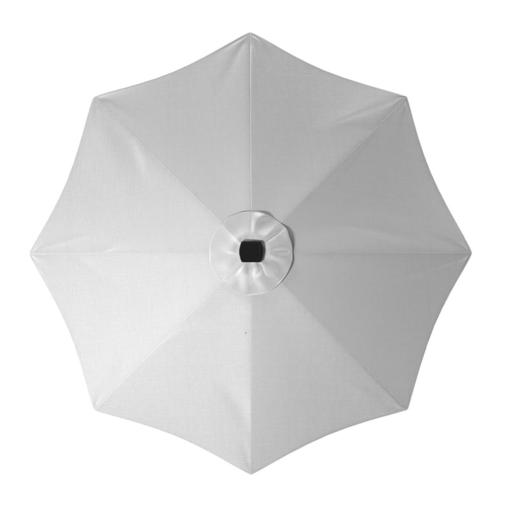3M Light Grey Large Garden LED Parasol Outdoor Beach Umbrella with Light Sun Shade Crank Tilt No Base