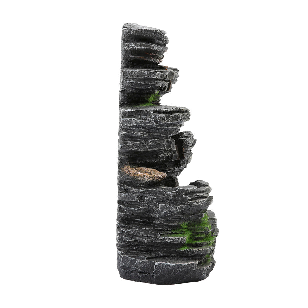 5 Tier Bowl Outdoor Solar Powered Water Fountain Rockery Decor with LED Light