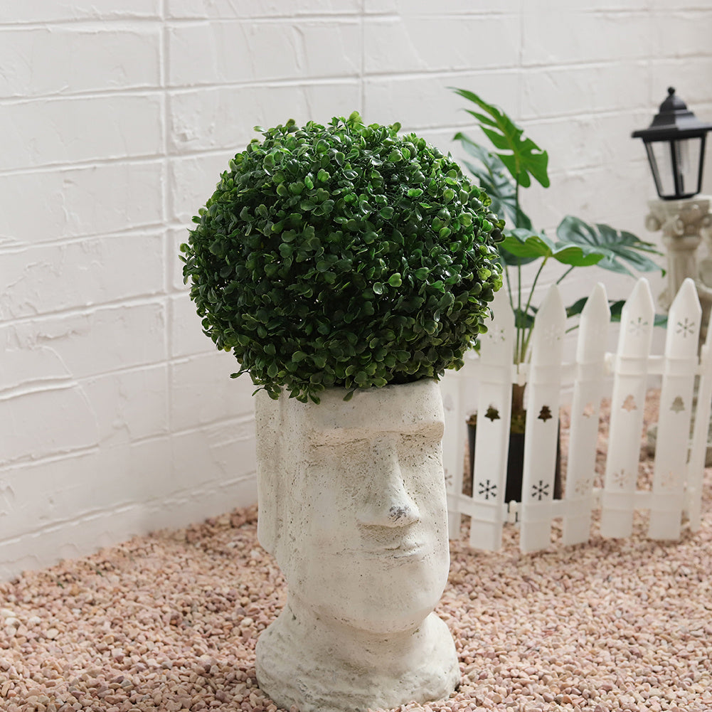 Artificial Green Boxwood Topiary Balls Outdoor Garden Basket Plant, 28CM