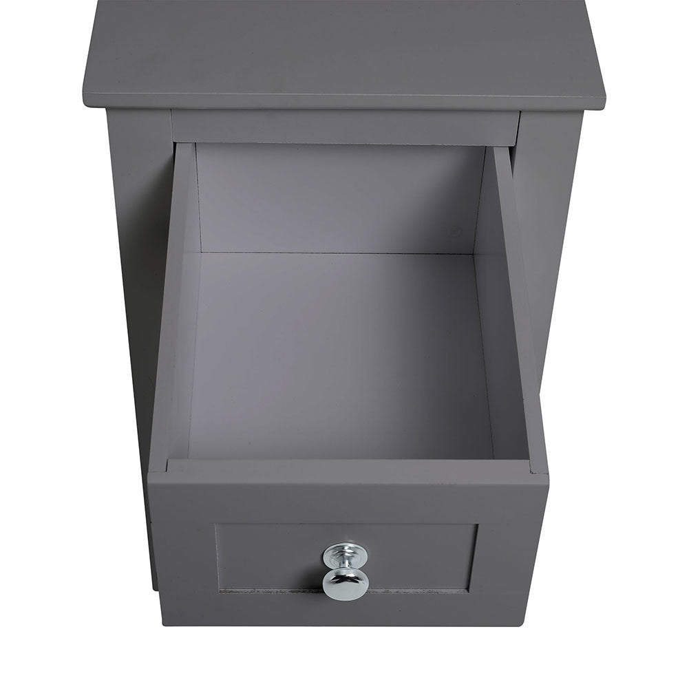 Small Wooden Beaside Table Cabinet with Drawer Shelf Storage, Grey