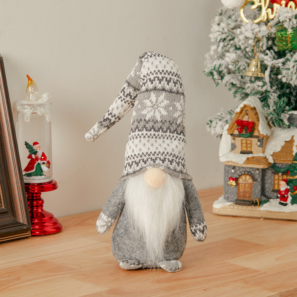 Set of 2 Christmas Gnome Dolls Red and Grey Festive Home Decorations